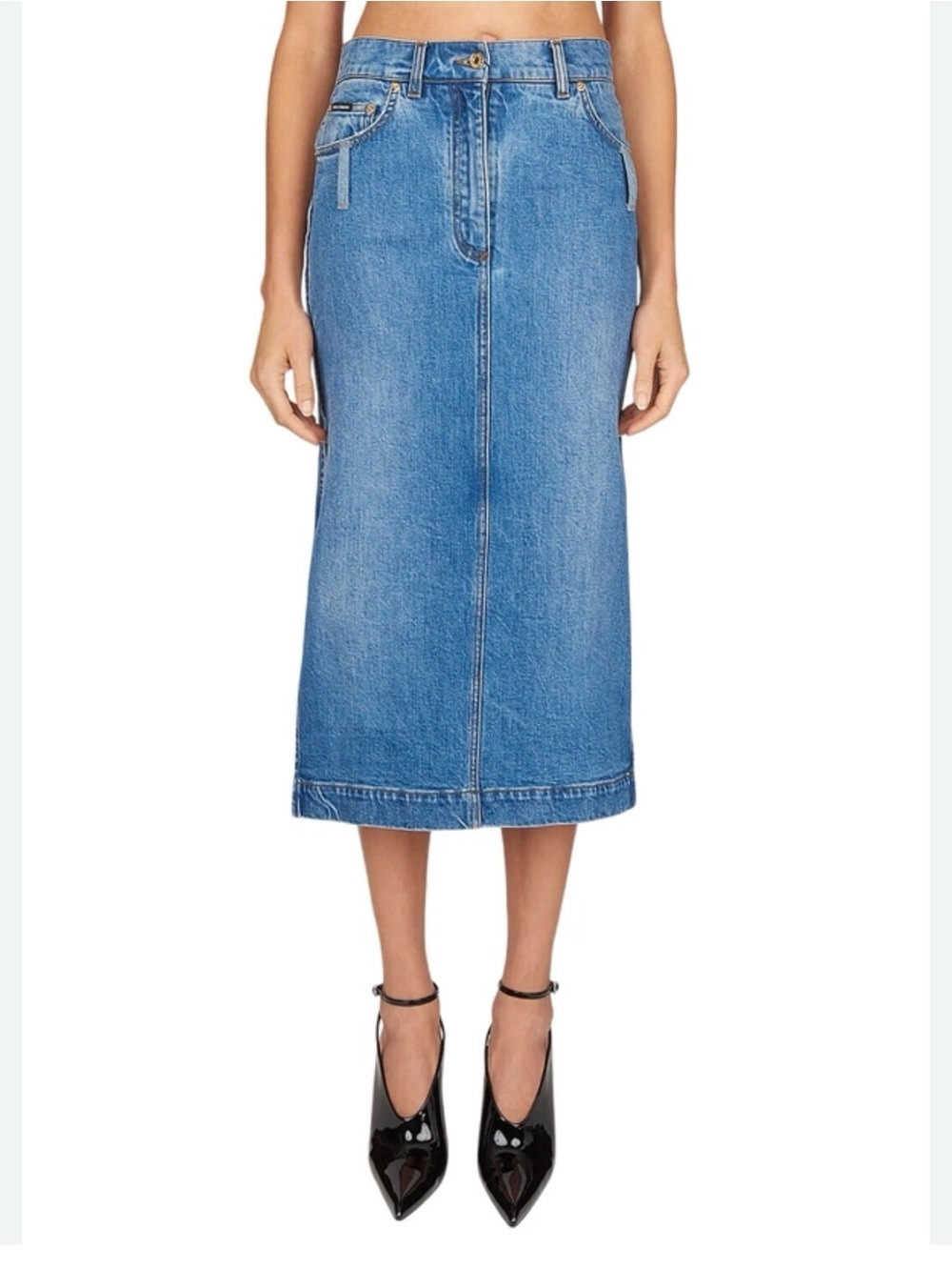 Dolce & Gabbana Blue Denim Midi Skirt